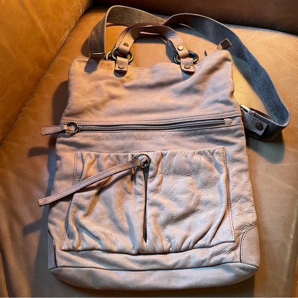 Pulicati light brown tan convertible foldover leather bag made Italy crossbody - Picture 3 of 11